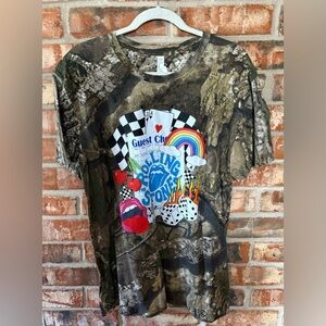 The Rolling Stones Camo Tee with Colorful Graphic